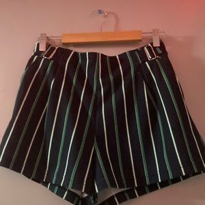 Striped navy blue, white and green shorts